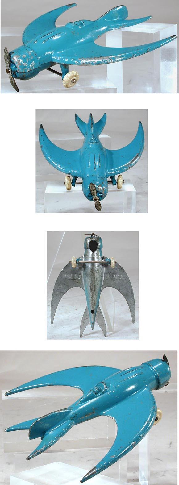 c.1935 Lincoln White Metal Works, Futuristic Swallow-Tail Airplane